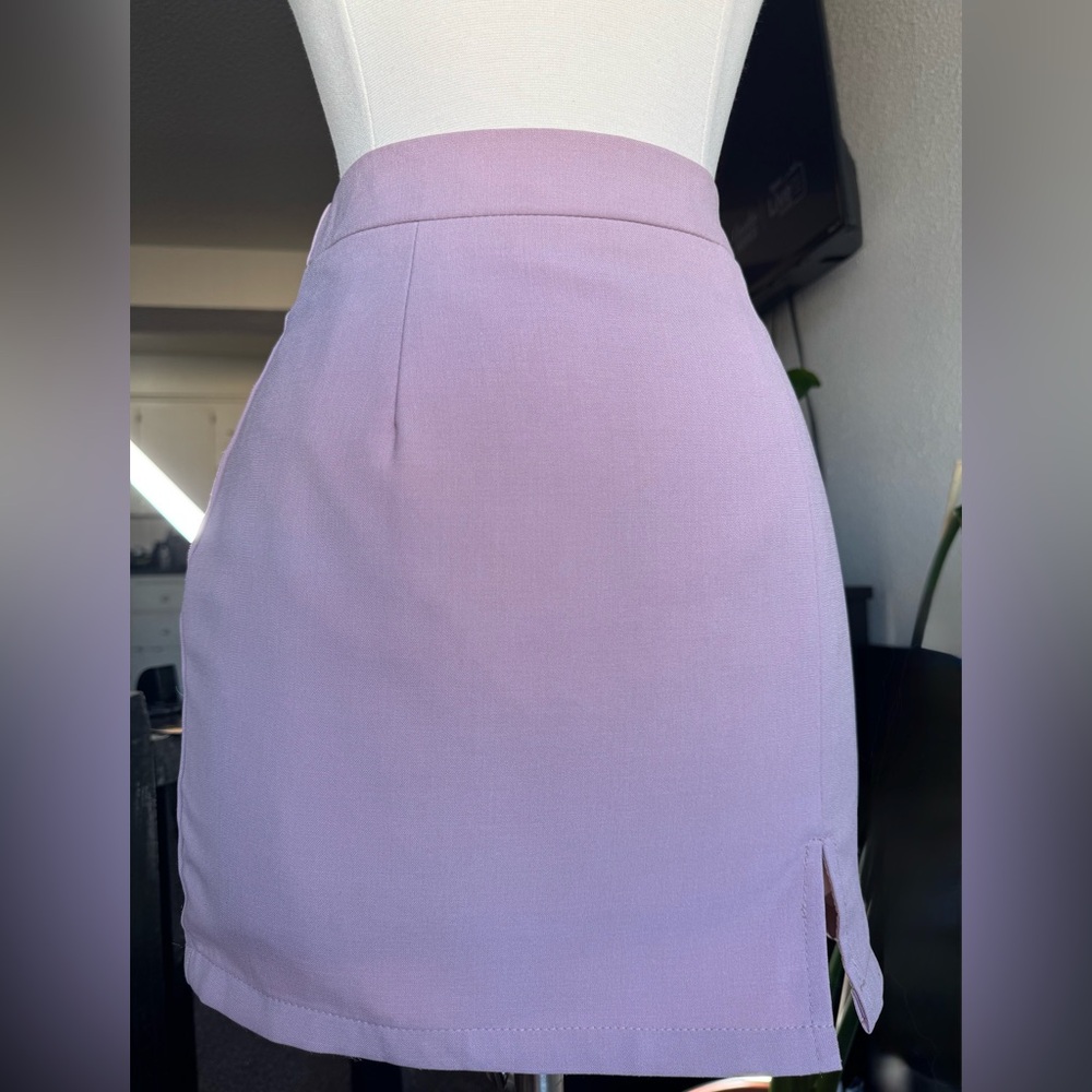 Miss Lola pink mini skirt with slit